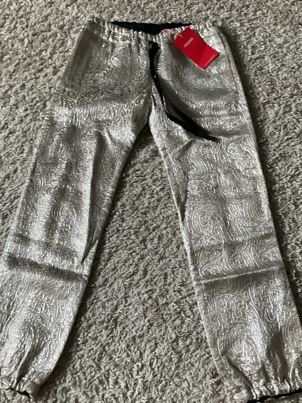 j.crew GIRLS' MAAN (belgium) for crewcuts ivory LAMÉ Drawstring pants. size: 6.